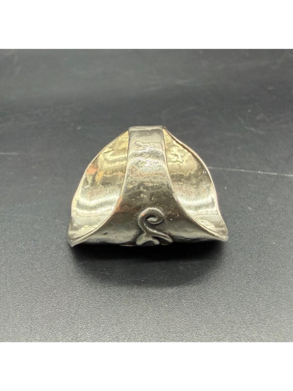 Sterling Silver Floral Ring Hammered Metal Flowers Israel Statement Jewelry - Picture 5 of 11
